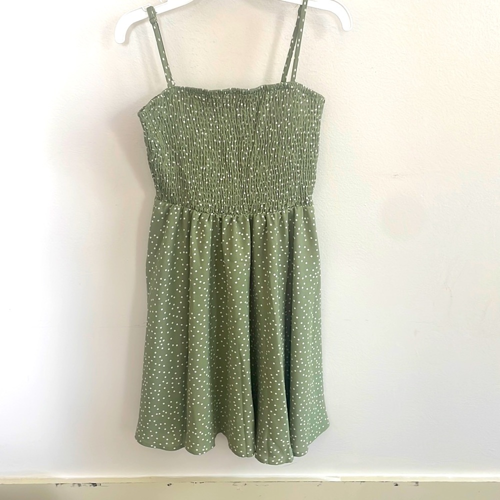 Short green dress with white dots from shein , size xs